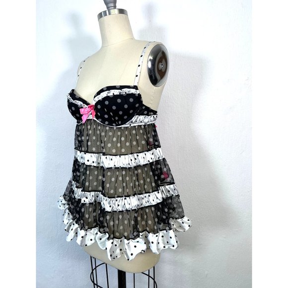 Victorias Secret Sexy Little Things Clown core Polka Dot Babydoll Nightie 34B - Picture 3 of 4